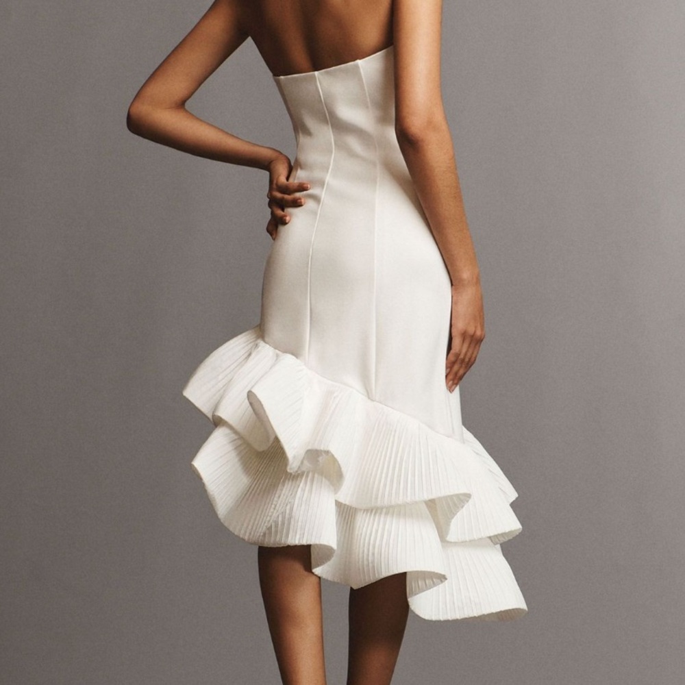 BHLDN White Strapless Ruffled Trumpet Dress - Picture 2 of 14